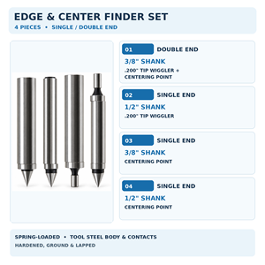 4 Piece Edge <b>Finder</b> <b>Center</b> <b>Finder</b> Set 3/8 inch and 1/2 inch Shanks for Milling Machine CNC Workpiece Setup - Product Image 4