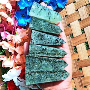 Tour de cristal de préhnite naturelle, pointe de préhnite verte, pierre de guérison pour la méditation Reiki, décoration énergétique, vente en gros - Product Image 2