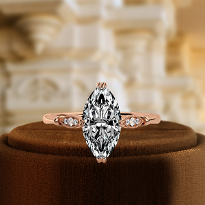 Solitaire Vintage Style Marquise Lab Grown Ring, 1.5CT Marquise Solitaire 4 prong Ring, IGI Certified Diamond Anniversary Ring - Product Image 3
