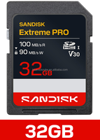 Carte SD Extreme Pro UHS-I 32 Go 100 Mo/s (lecture), 90 Mo/s (écriture), SDSDXXO-032G-GUCIN