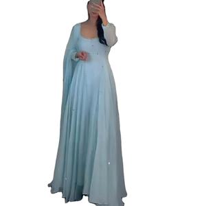 Impresionante vestido azul Georgette hasta el suelo para mujer vestido con Dupatta asequible Salwar Kameez Tailor Made - Product Image 1