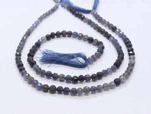 Cuentas redondas facetadas de iolita natural de 4-5 mm, cuentas redondas de piedra preciosa de iolita, iolita natural con tonalidades para la fabricación de joyería al por mayor. - Product Image 2