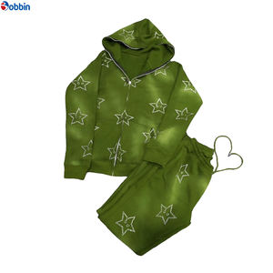 Conjunto de Sudadera con Capucha y Pantalones Deportivos de Moda Urbana para Hombre, Trajes Deportivos Personalizados con Diamantes, Pantalones Deportivos y Sudaderas con Pedrería - Product Image 4