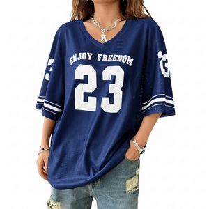 Ladies American Football Jersey Grey V-Neck Short Sleeve Breathable Mesh Shirt Female Gridiron Practice <b>Top</b> Lightweight Teamwear - Product Image 3
