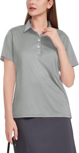 Polo de Manga Corta para Mujer, Diseño Personalizado 2026, Color Sólido, Largo Regular, Transpirable, Poliéster Piqué, Estilo Casual, Gris, OEM - Product Image 6