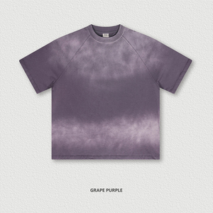 Camiseta de punto oversize de manga corta para hombre, color sólido degradado, cuello redondo, estilo urbano. - Product Image 2