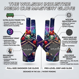 ถุงมือสนุกเกอร์สำหรับมืออาชีพ Wolson Industry แบบสามนิ้ว ระบายอากาศได้ดี ผลิตจากโพลีเอสเตอร์/ไลคร่า ปรับขนาดได้ น้ำหนักเบา พร้อมช่องใส่ชอล์ก - Product Image 3