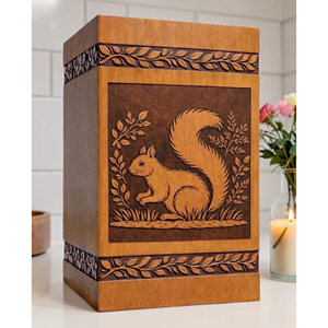 Handcrafted Wooden Urn <b>Box</b>, Squirrel Nature Engraved Cremation <b>Keepsake</b> by AYAANS - Product Image 3