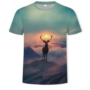 เสื้อยืดแขนสั้นผ้าฟลีซพิมพ์ลายแบบซับลิเมชั่นสำหรับผู้ชาย ผ้าฝ้าย 100% เป็นมิตรกับสิ่งแวดล้อม แห้งเร็ว ระบายอากาศได้ดี 300 กรัม ป้องกันรอยยับ - Product Image 1