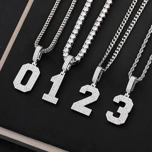Joyería de Hip Hop en Plata 925 con Diamantes de Moissanita, Colgante con Letra del 01 al 10, para Regalo y Fiesta, Amuleto para Ella - Product Image 2
