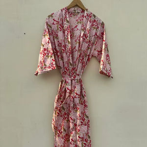 Robe kimono en coton à imprimé oiseaux, kaftan, vêtements de festival, style bohème - Product Image 1