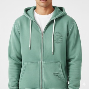 Custom Acid Wash Sweatsuit Jogging Track Suit <b>Set</b> Street wear Puff Print <b>Spray</b> Wash Flare Sweatpants and Full Zip up Hoodie <b>Set</b> - Product Image 4