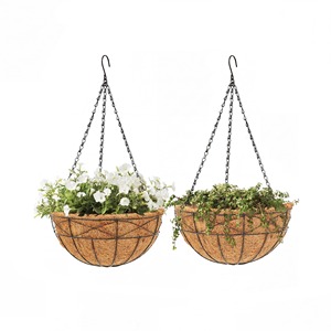 Maceta Colgante Rústica con Forro de Fibra de Coco y Marco de Alambre, Cesta para Plantas de Interior y Exterior, Diseño Circular - Product Image 5