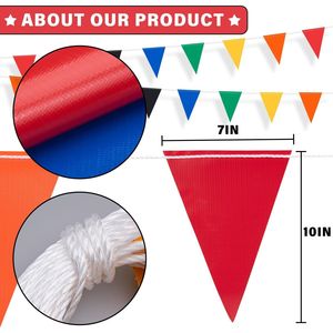 Bandiere a Pennone Multicolore ad Alta Visibilità 7x10, 45 Pezzi, 105 Piedi di Lunghezza, Bandiere Triangolari per Piscina per Segnalazione di Sicurezza nel Nuoto a Costro - Product Image 6