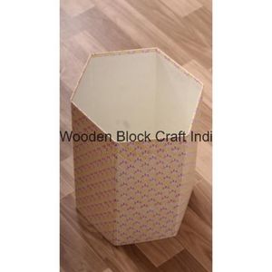 Poubelle décorative ouverte faite à la main en carton PP imprimé au bloc, avec enveloppe en tissu 100 % coton. - Product Image 6