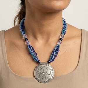 Eco Friendly Floral Design Necklace <b>Set</b> for Women Festive Wear Lightweight Jewelry with Earrings Available at Good Price - Product Image 2