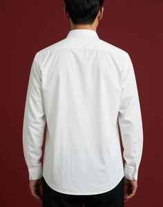 100% Cotton <b>Men's</b> Slim Fit Poplin Dress <b>Shirt</b> <b>Long</b> <b>Sleeve</b> Button Collar Business Casual <b>White</b> <b>Shirt</b> 140g ODM Spring Custom - Product Image 3