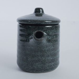Blue Grey Reactive Glaze Ceramic Cylinder Soy <b>Sauce</b> <b>Pot</b> 200ml Lid Durable Eco-Friendly Microwave Safe Restaurant Hotel Tableware - Product Image 2