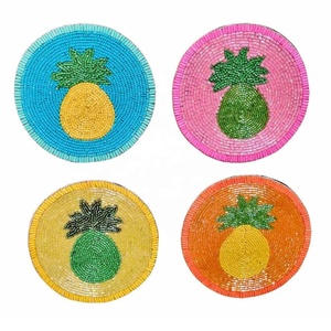 Juego de posavasos con forma de flor de alta calidad, 4 posavasos con cuentas de vidrio para bebidas, posavasos para decoración de mesa de café, precio al por mayor - Product Image 2