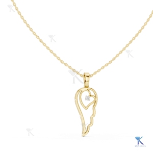 จี้เพชรเลี้ยงในห้องปฏิบัติการรูปปีก ดีไซน์หรูหรา สร้อยคอทองคำแท้ 14K 18K ของขวัญแทนใจสำหรับผู้หญิง เครื่องประดับอันทรงคุณค่า - Product Image 1