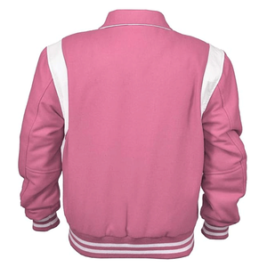 Veste universitaire sur mesure pour homme, rose pâle, col rabattu, mélange de laine, style Letterman, cuir véritable, vintage, pour l'hiver - Product Image 2
