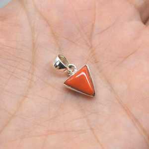 Colgante de plata con coral rojo, delicado colgante de piedras preciosas, joyería hecha a mano, colgante de plata de ley para mujer - Product Image 2