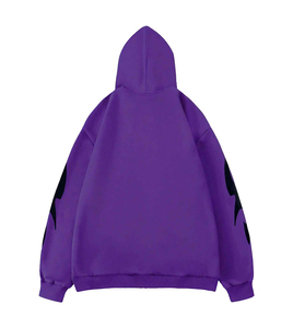 Sweat à capuche unisexe oversize sans doublure, design personnalisé sérigraphié, hiver, style streetwear, fermeture éclair, en molleton bouclette 100% coton - Product Image 2