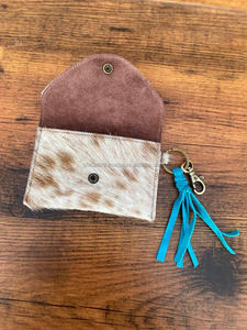 New Arrival Unique Embossed Print Fur Leather Card Coin Case Wallet Rectangle Credit Card Holder Coin Case With Tassel <b>Keyrings</b> - Product Image 5