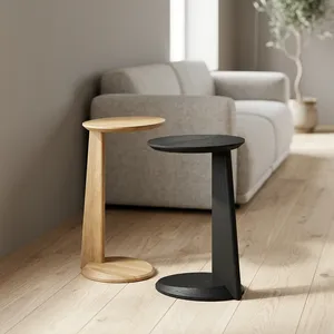 Modern Minimalist Wooden <b>Side</b> <b>Table</b> with <b>Round</b> Top for Living Room Furniture - Product Image 2