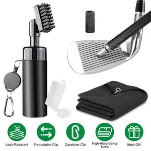 Kit de nettoyage 3 en 1 pour club de golf avec clip rétractable Aiguiseur de cannelures pour bouteille d'eau de 5 oz Cadeau parfait pour les golfeurs - Product Image 1
