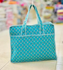 Bolso Tote Acolchado Floral para Mujer, Bolso de Hombro de Algodón, Bolso de Mano Abierto para Viajes Diarios - Product Image 2