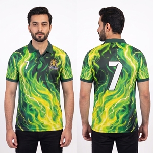 Maillot de cricket personnalisé Australie, col polo, sublimation, uniforme d'équipe, séchage rapide, respirant, design bleu-orange, OEM - Product Image 4