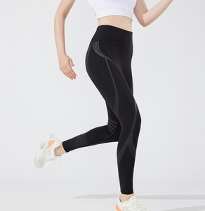 Ensemble 2 pièces taille haute pour femme : Leggings de sport extensibles 4 directions, compression unie, séchage rapide, pour entraînement, fitness et yoga, avec logo frontal - Product Image 2