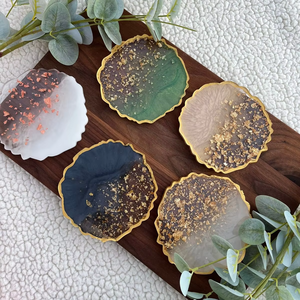 Designer <b>Coasters</b> Resin Inlay Handmade Elegant <b>Heat</b> Resistant Eco-Friendly Non-Toxic Food - Product Image 1