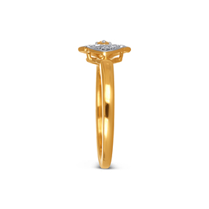 Anillo Clásico con Diamantes en Forma de Flor, Acabado en Oro con Piedra Redonda Brillante Cultivada en Laboratorio, Diseño Floral Pavé - Product Image 3