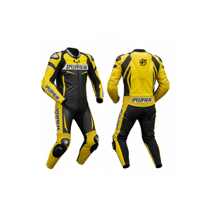 ชุดแข่งรถมอเตอร์ไซค์ Speedfreak สีเหลืองดำ หนังแท้ แขนยาว กันน้ำ สำหรับผู้ชาย ใส่ได้ทุกฤดู - Product Image 3