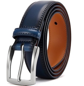 Ceinture élégante en cuir véritable bleu marine pour homme, design 2025, boucle ardillon, haute qualité, logo personnalisé OEM, vente en gros - Product Image 1
