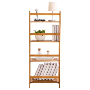 Libreria in bambù a 4 livelli a forma di scala multifunzionale con supporto per piante, porta vasi, espositore e scaffali portaoggetti - Product Image 4