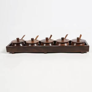 Tarro de almacenamiento de ambientador rectangular de madera hecho a mano de tamaño personalizado con bandeja y cuchara para almacenamiento de Hinojo en el hogar y servicio de alimentos - Product Image 2