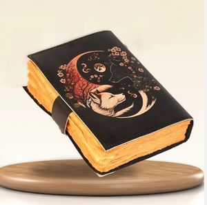 Beautiful Fox Print <b>Leather</b> Journal of Shadows Grimoire Journal With Deckle Edge Papers and C-Lock Closure Journal Books - Product Image 2