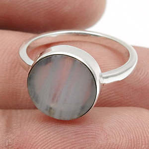 Round Cut Natural Blue Lace Agate Gemstone <b>Ring</b> Crafted From 925 Sterling Silver Unique Cocktail <b>Boho</b> <b>Ring</b> At Wholesale Price - Product Image 3