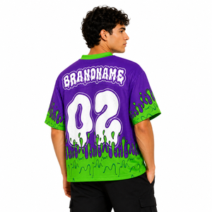 Maillot de football américain tendance personnalisé avec motif Slime, en maille, style streetwear, surdimensionné, pour équipe, sublimation OEM, maillots de sport de football - Product Image 2