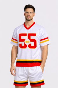 Conjunto de Camiseta y Pantalones Cortos de Fútbol Americano de Alta Calidad, Uniforme Deportivo Transpirable, Ropa de Equipo Personalizada para Entrenamientos y Partidos - Product Image 4