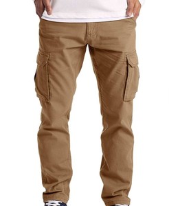 Nouveaux produits phares : Pantalon cargo pour homme, taille haute, léger, 100% coton, coupe droite, grandes tailles - Product Image 1