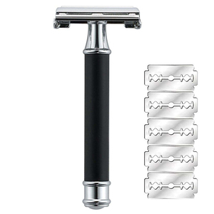 Maquinilla de Afeitar de Seguridad de Metal Ecológica con Mango Negro Elegante, Maquinilla de Afeitar de Doble Filo para Hombres, Afeitadora Manual de Barbero, Personalizada para Bikini/Cuerpo/Cara - Product Image 5
