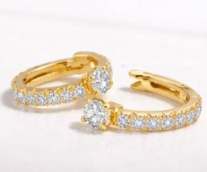 Boucles d'oreilles créoles en diamant naturel de haute qualité, bijoux fins de qualité supérieure au meilleur prix auprès du fournisseur. - Product Image 3