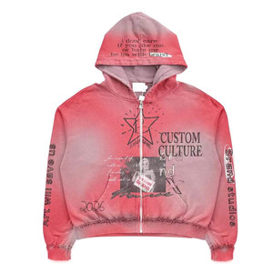 Sudadera con capucha extragrande con cremallera para hombre Brand Studios, estampado rojo por sublimación, estilo urbano, algodón French Terry, ropa de otoño - Product Image 2