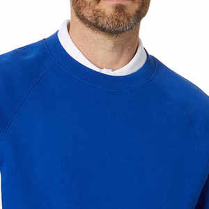Men's Royal Blue <b>Raglan</b> Sleeve Crew Neck Pullover Sweatshirt Regular Fit 100% Cotton Casual Winter Knitted Fleece <b>Top</b> - Product Image 6