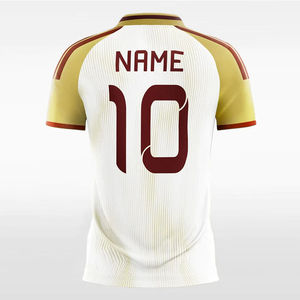 Maillot de football rétro personnalisé 2026 unisexe, uniforme de club authentique, maillot de foot court personnalisé pour homme, blanc et or, col en V - Product Image 2