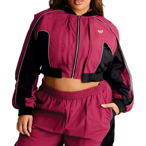Conjunto de Chándal Corto Cortavientos para Mujer OEM, Diseño de Paneles Personalizado, Chaqueta con Cremallera, Pantalones de Cintura Alta, Fabricante de Ropa Urbana, Suministro al por Mayor - Product Image 2
